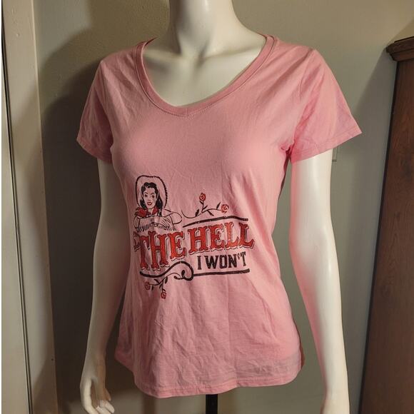 Port & Co. “The Hell I Won’t” Cowgirl Graphic Tee M Western Snarky Humor Gift - Picture 9 of 9
